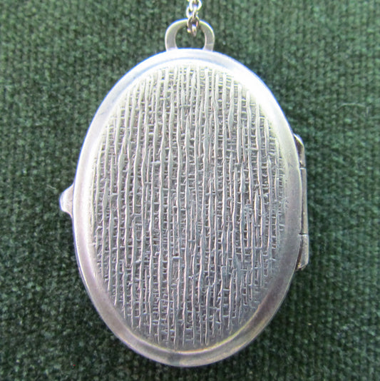 German Kordes & Lichtenfels 1960's Silver Oval Shaped Photo Locket Set With Diamond