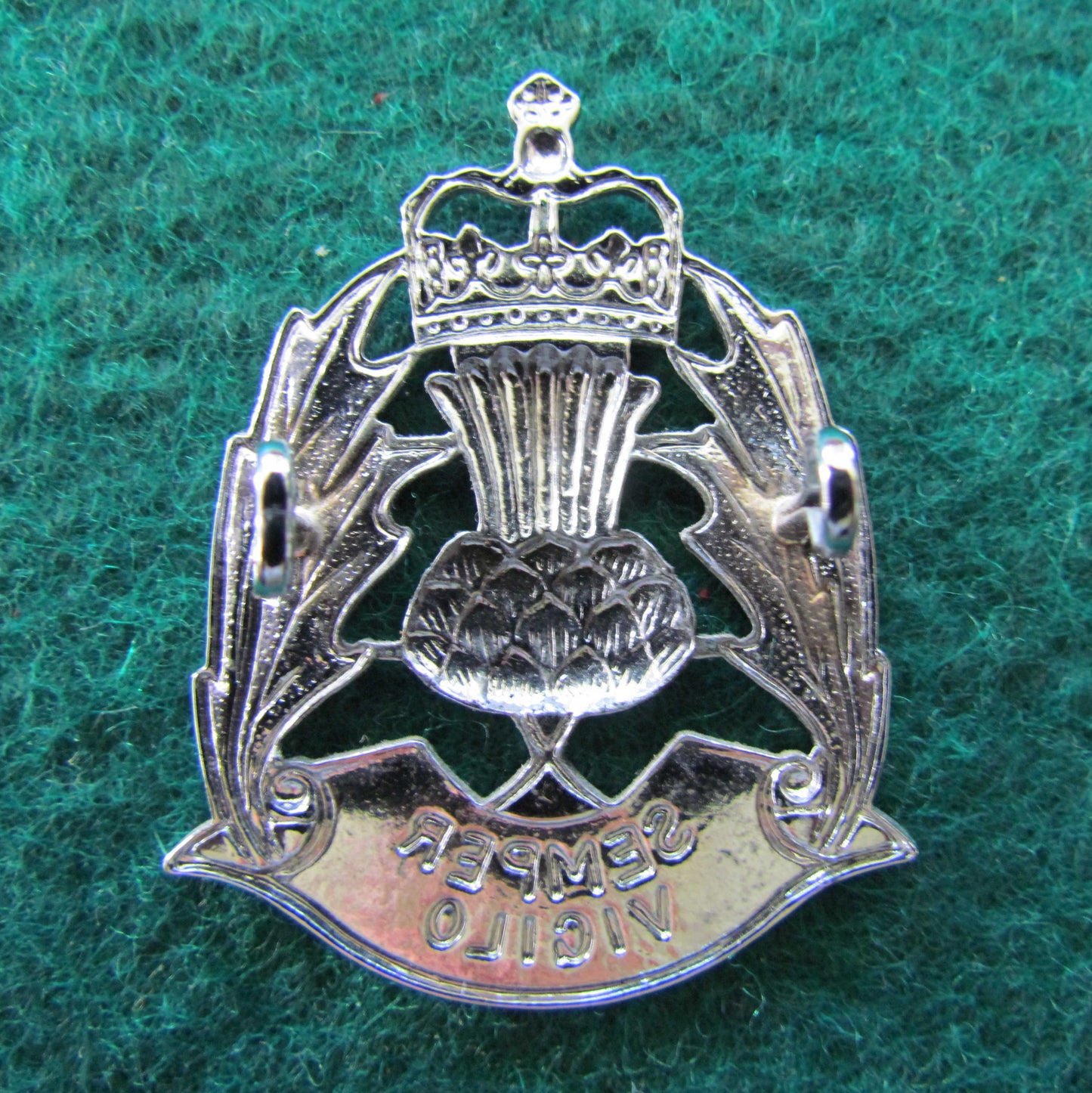 Scottish Semper Vigilo Bright Police Hat Badge Queens Crown