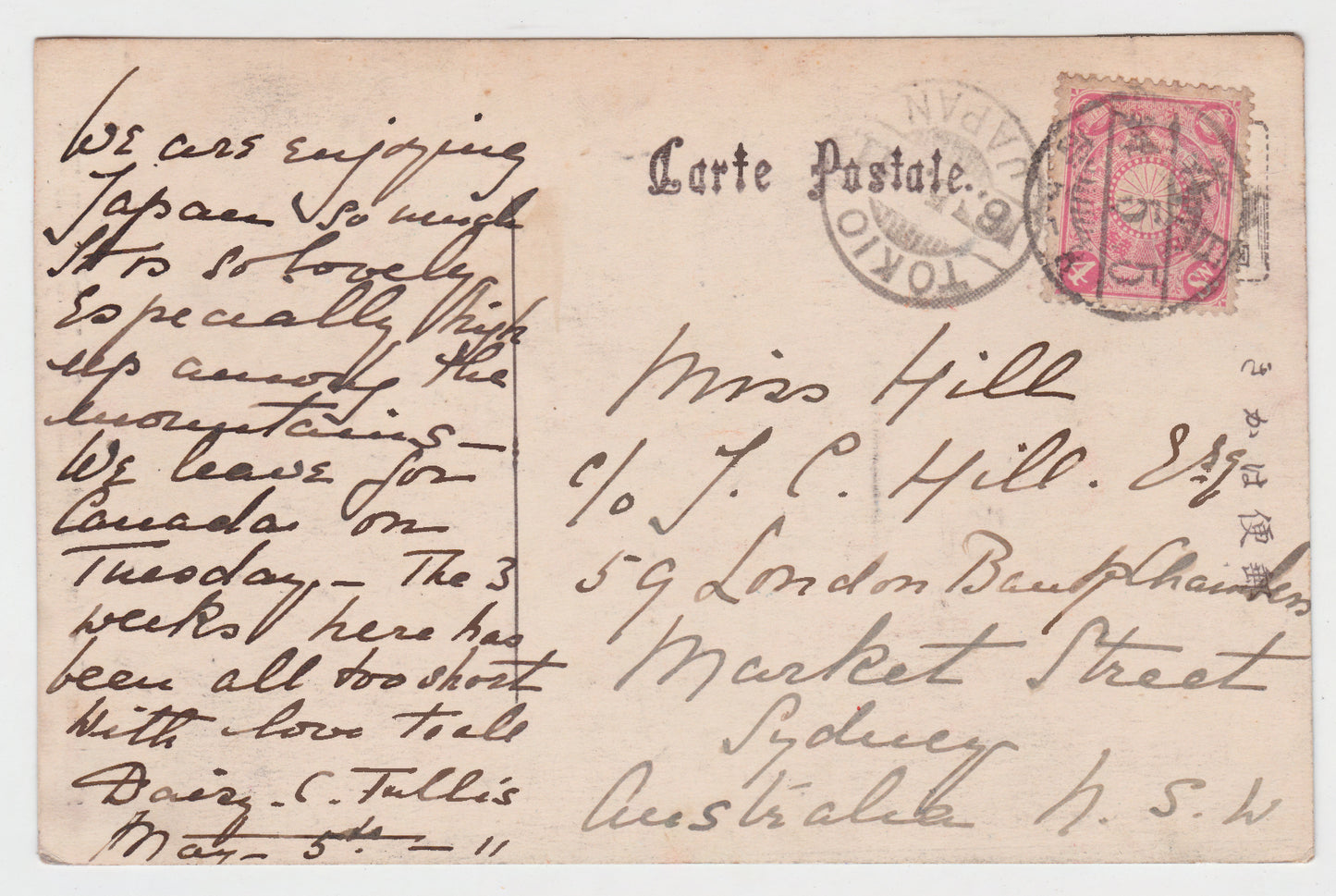 Postcard Shintakao Kiyomizu Kyoto Postmarked 1905