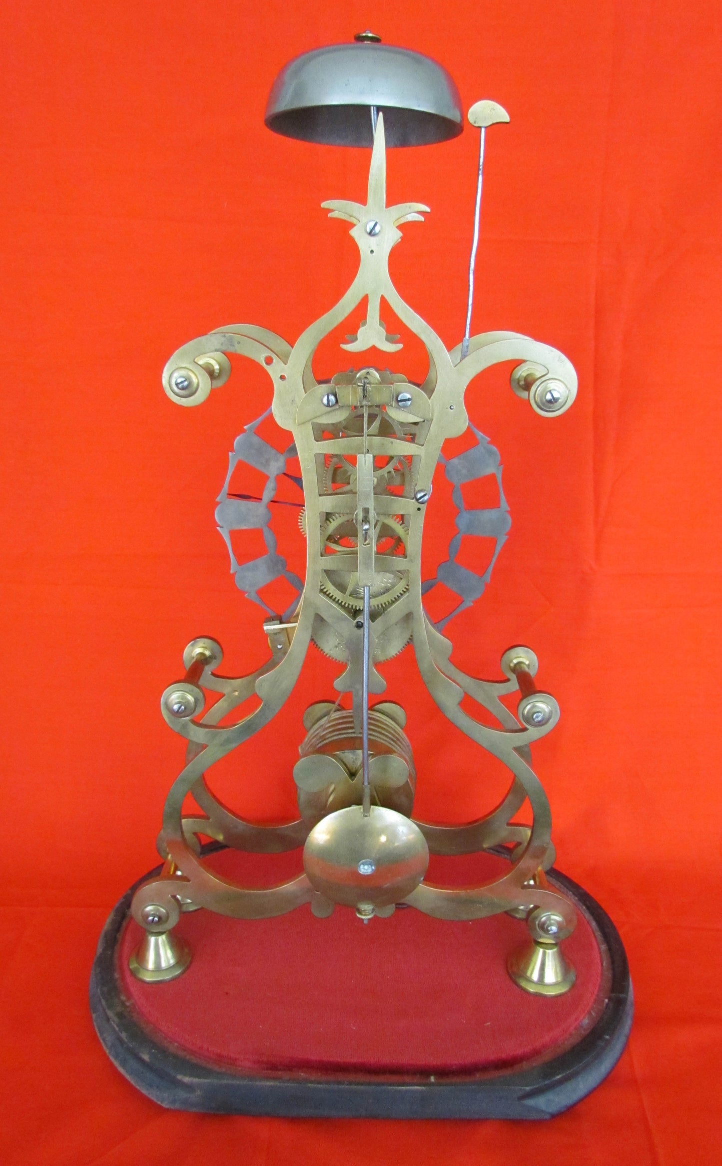Early 19th Century Skeleton Clock Under Original Glass Dome
