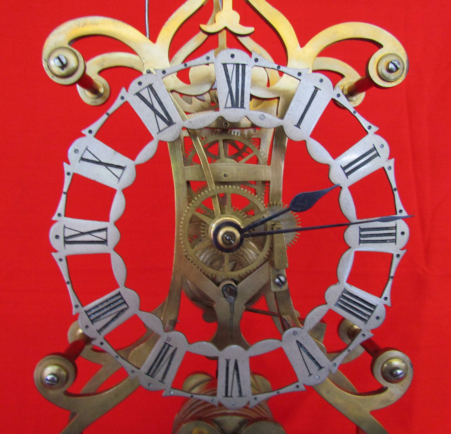 Early 19th Century Skeleton Clock Under Original Glass Dome