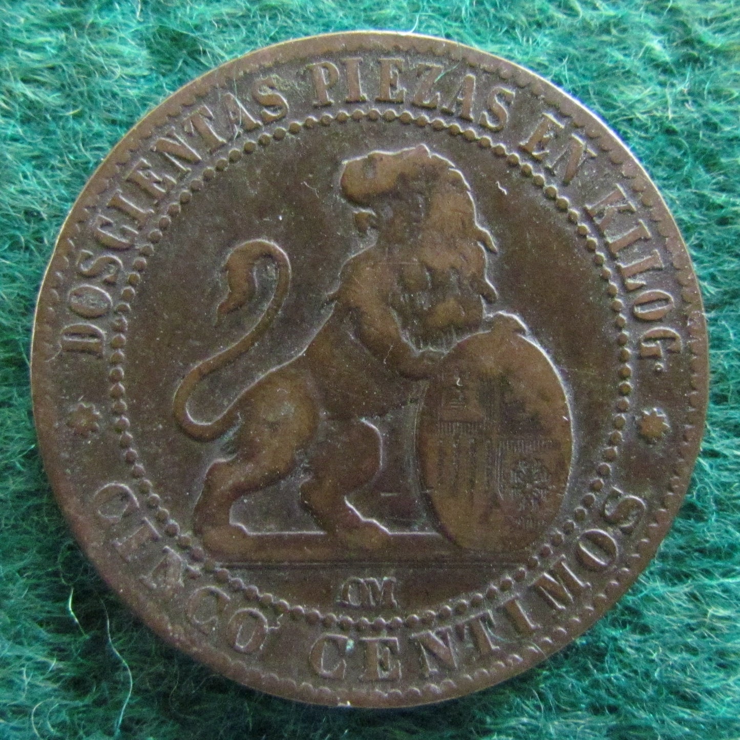 Spanish 1870 5 Centimos Coin Provisional Government - Circulated