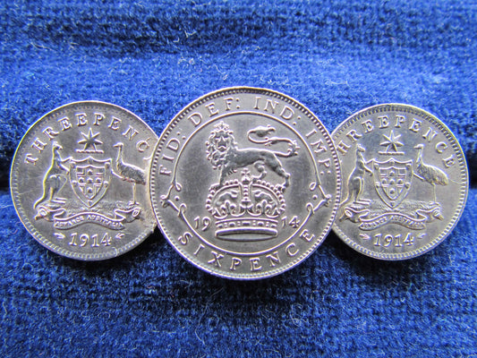 Silver 1914 Coin Brooch (Sweethearts) Australia And England United