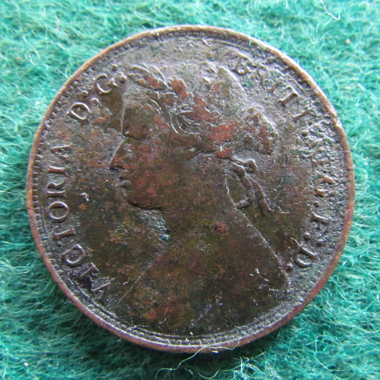 GB British UK English 1877 Half Penny Queen Victoria Coin - Bun Head