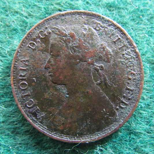 GB British UK English 1877 Half Penny Queen Victoria Coin - Bun Head