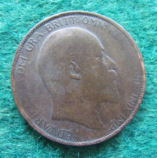 GB British UK English 1903 Penny King Edward VII Coin Circulated