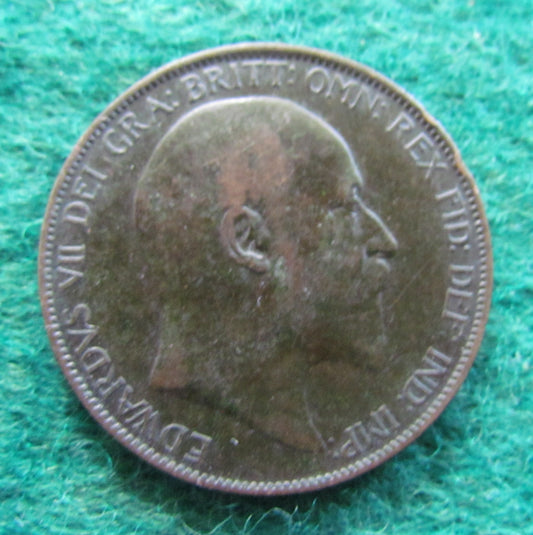 GB British UK English 1907 Penny King Edward VII Coin Circulated