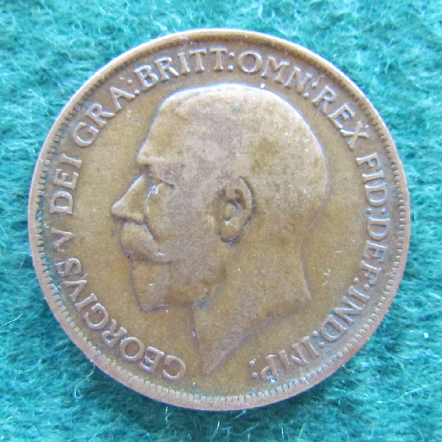 GB British UK English 1913 Penny King George V Coin Circulated