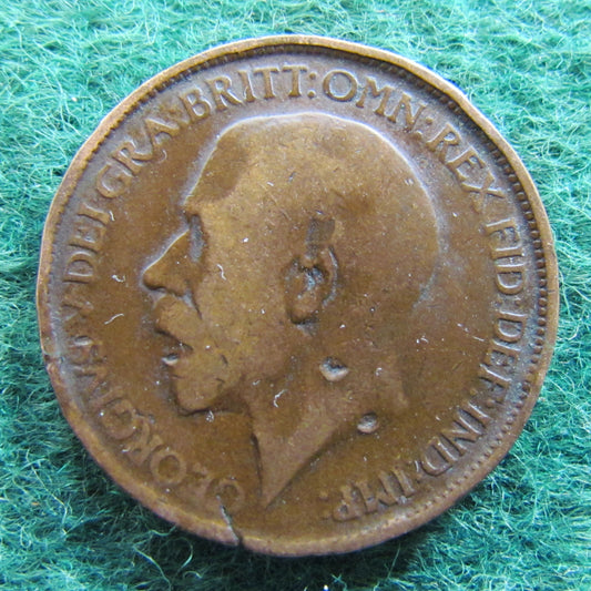 GB British UK English 1914 Half Penny King George V Coin Circulated With A Die Error