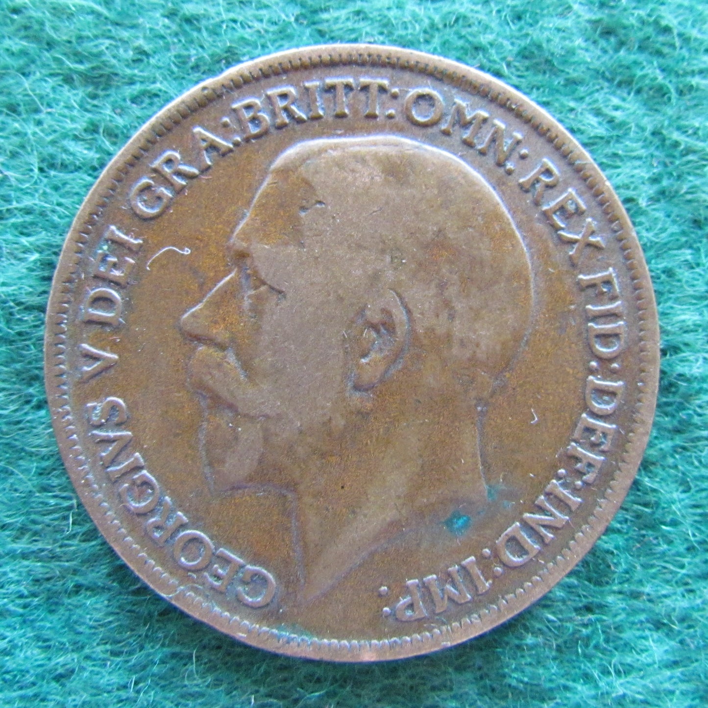 GB British UK English 1917 Penny King George V Coin Circulated