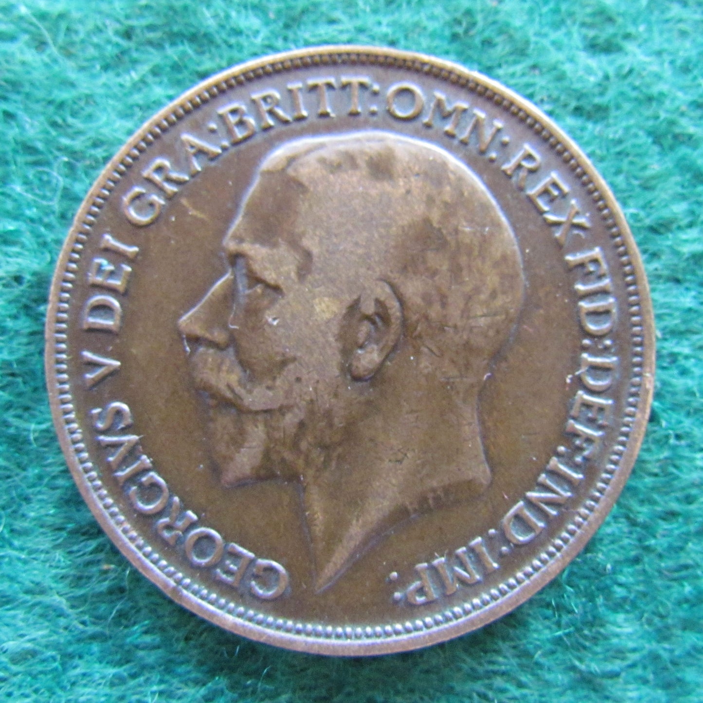 GB British UK English 1918 Penny King George V Coin Circulated