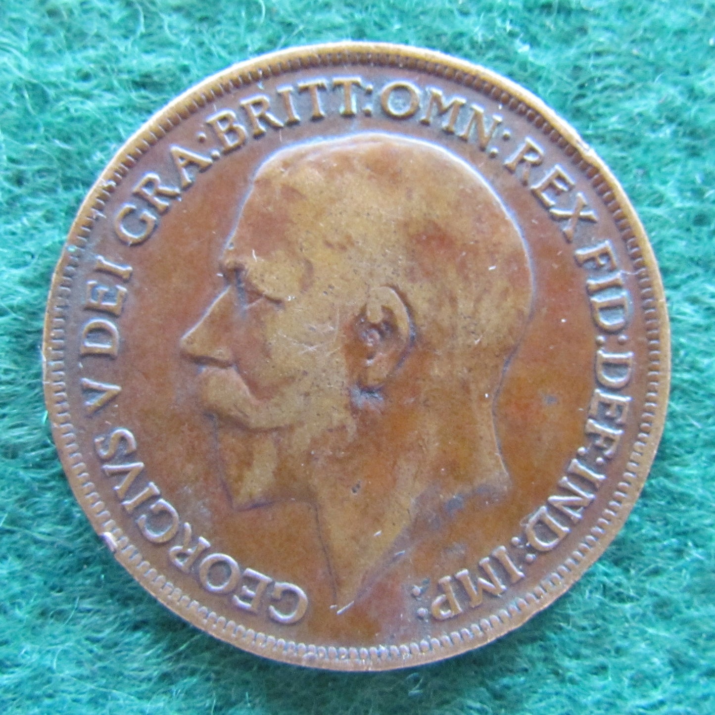 GB British UK English 1919 Half Penny King George V Coin Circulated