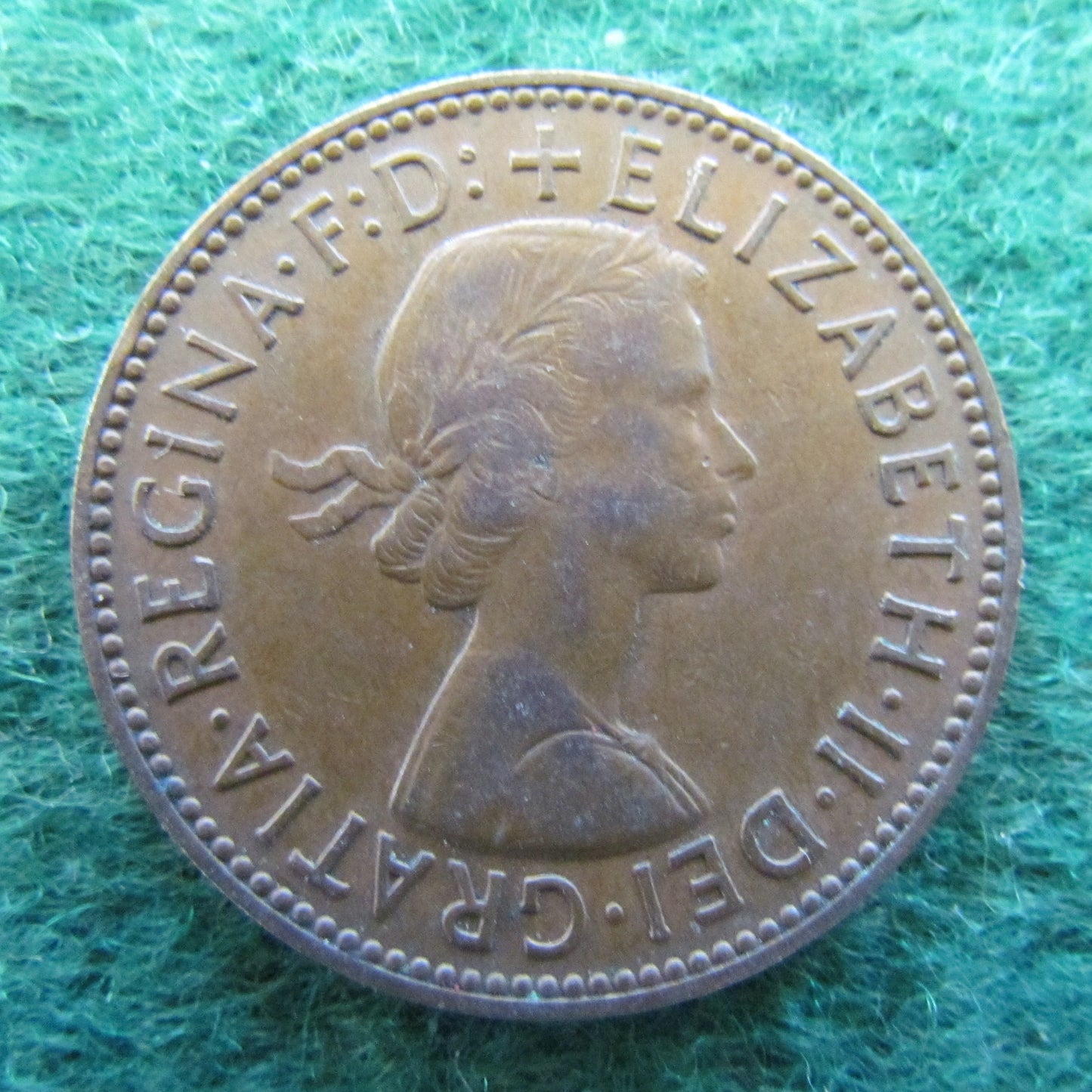 GB British UK English 1958 Half Penny Queen Elizabeth II Coin