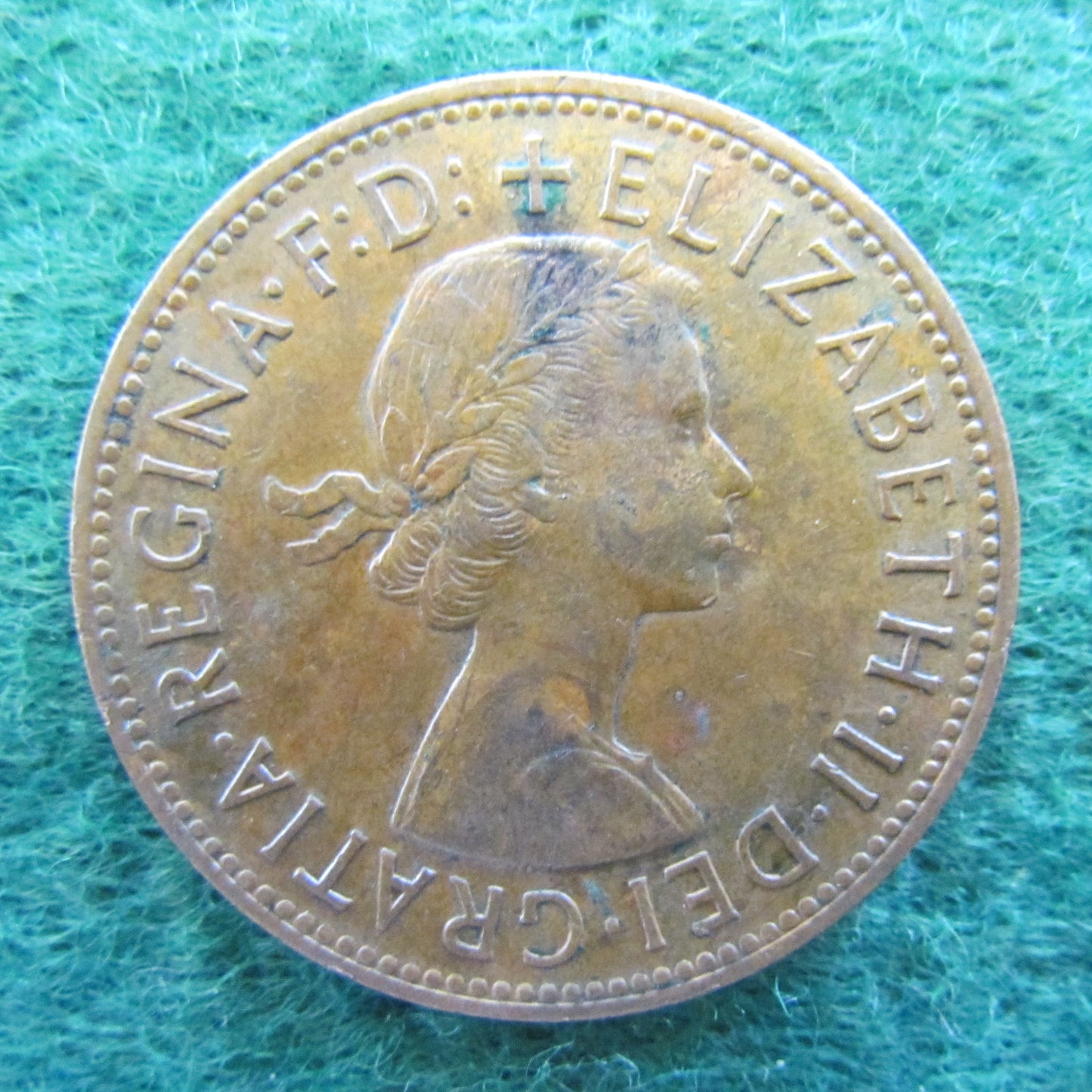 GB British UK English 1961 Penny Queen Elizabeth II Coin