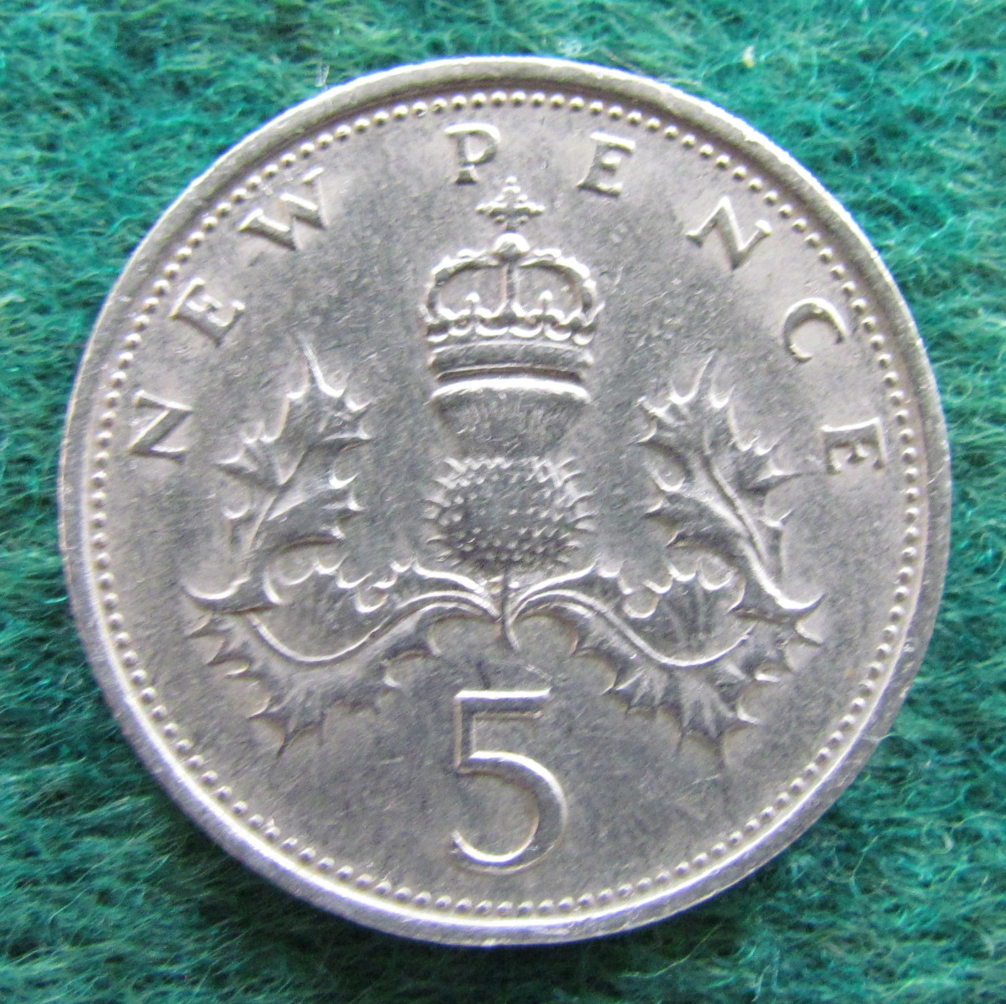 GB British UK English 1971 5 New Pence Queen Elizabeth II Coin - Circulated
