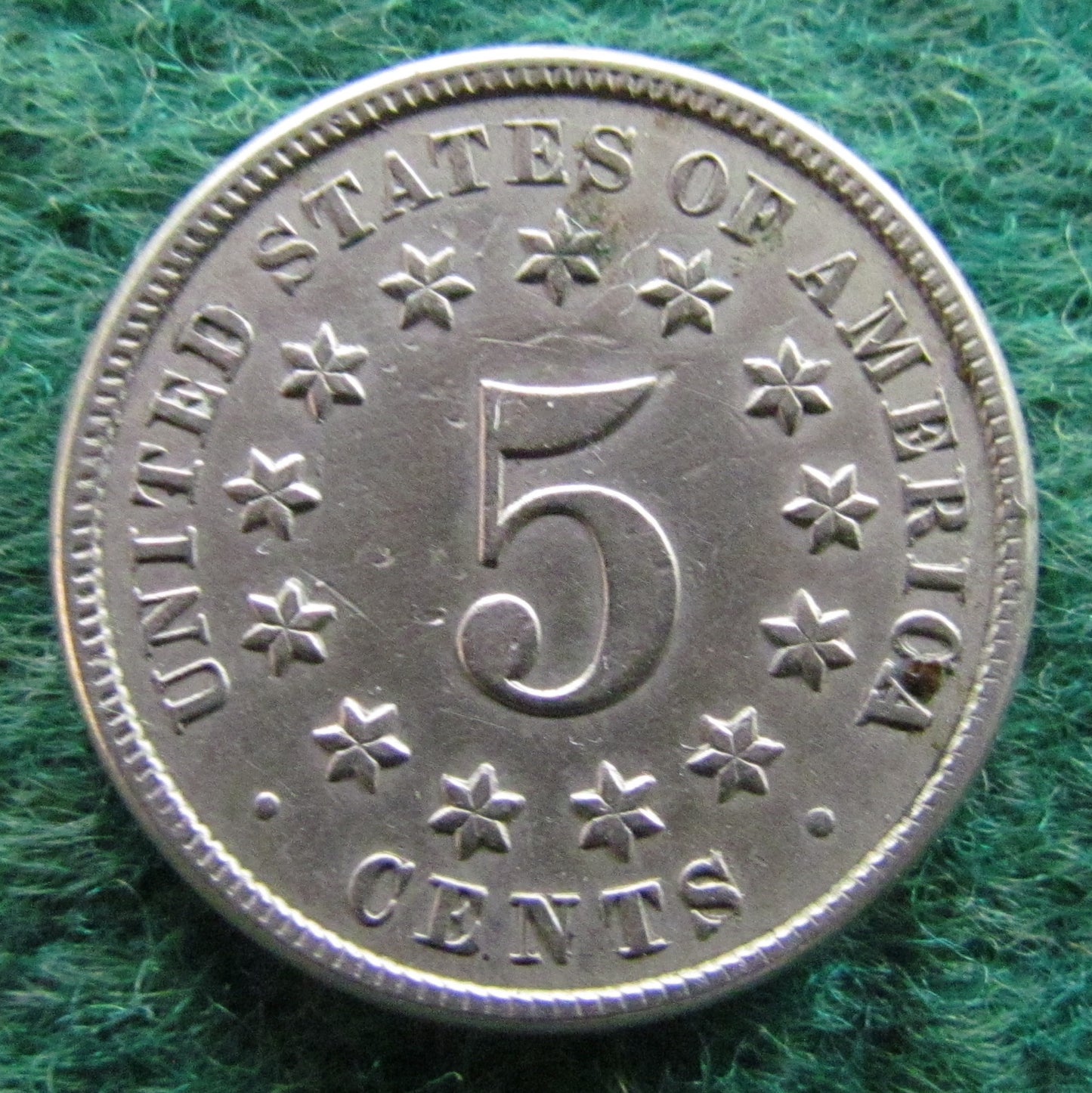 USA American 1873 Shield Nickel Coin - Circulated Struck From Cracked Die