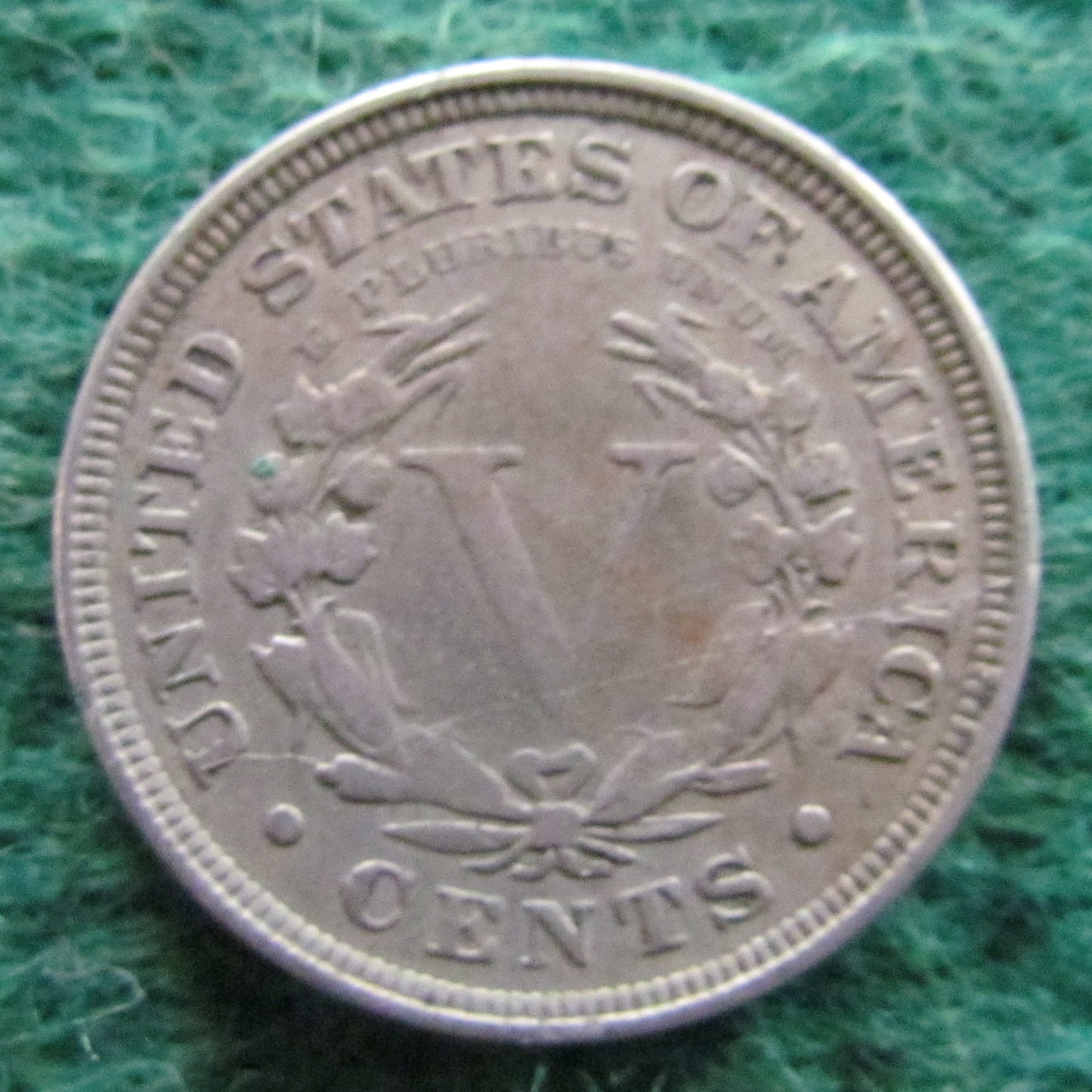 USA American 1907 V Nickel Coin - Circulated