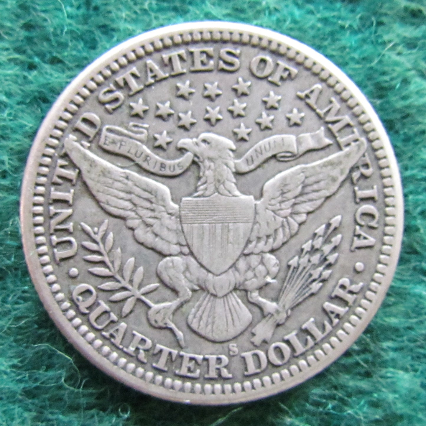 USA American 1912 S Barber Quarter Coin - Circulated