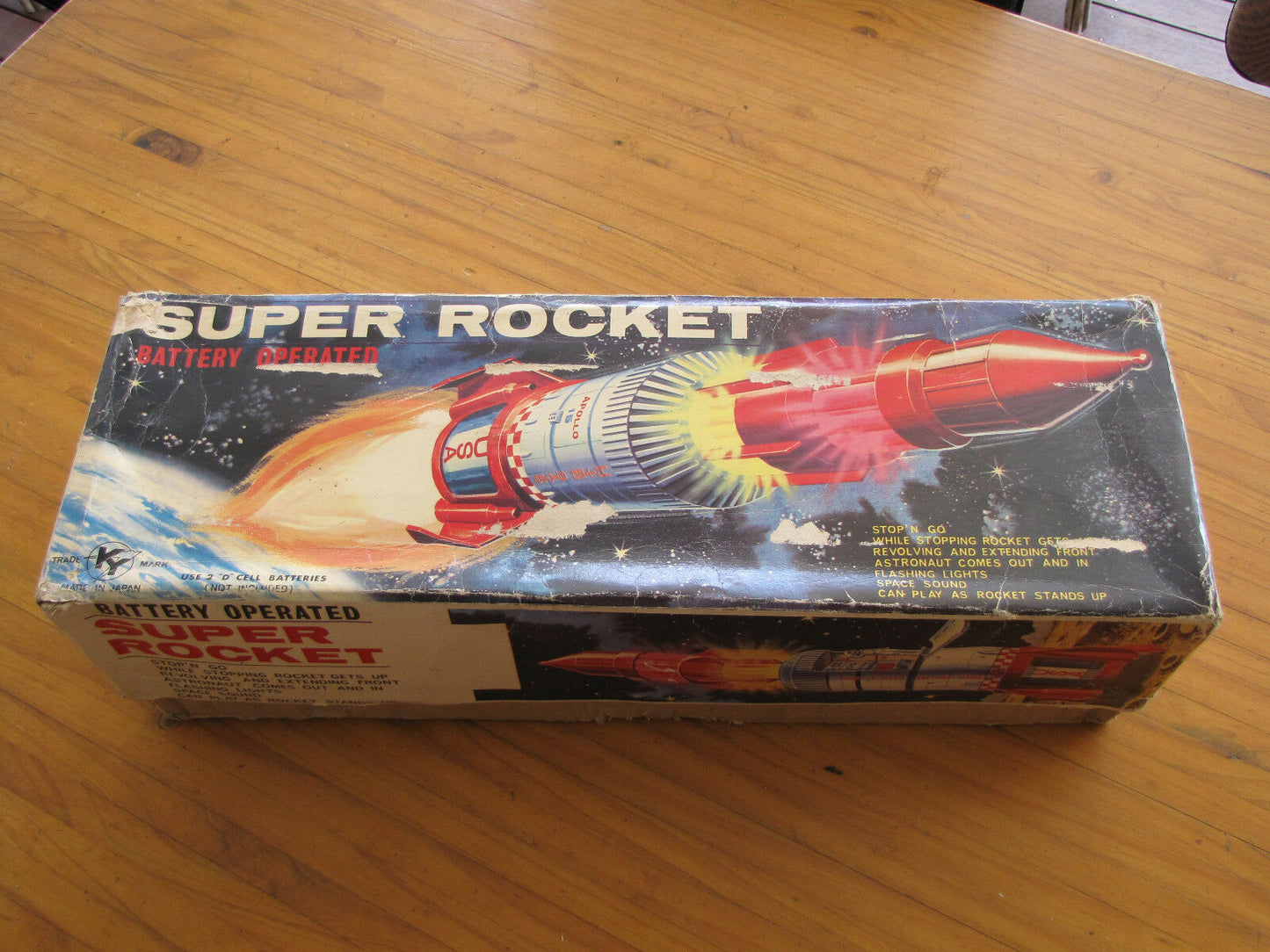 Vintage Yoshino Toys KY Japan Battery Space Ship Tin Plate Toy 1960's Apollo15