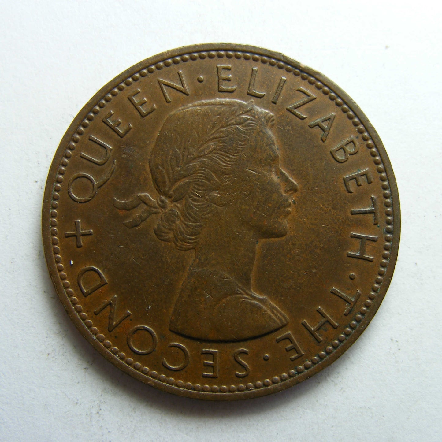 New Zealand 1956 Penny Queen Elizabeth II Coin