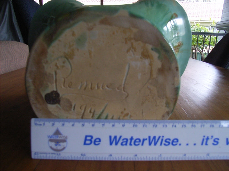 Remued Australian Pottery Enormous Exhibition Sized Basket ( Inscribed on Base Remued 194/14 )