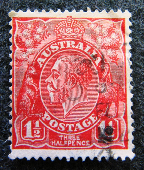 Australian 1913 - 36 Red 1 1/2d 1 1/2 penny King George V KGV stamp Definitive Issue R29
