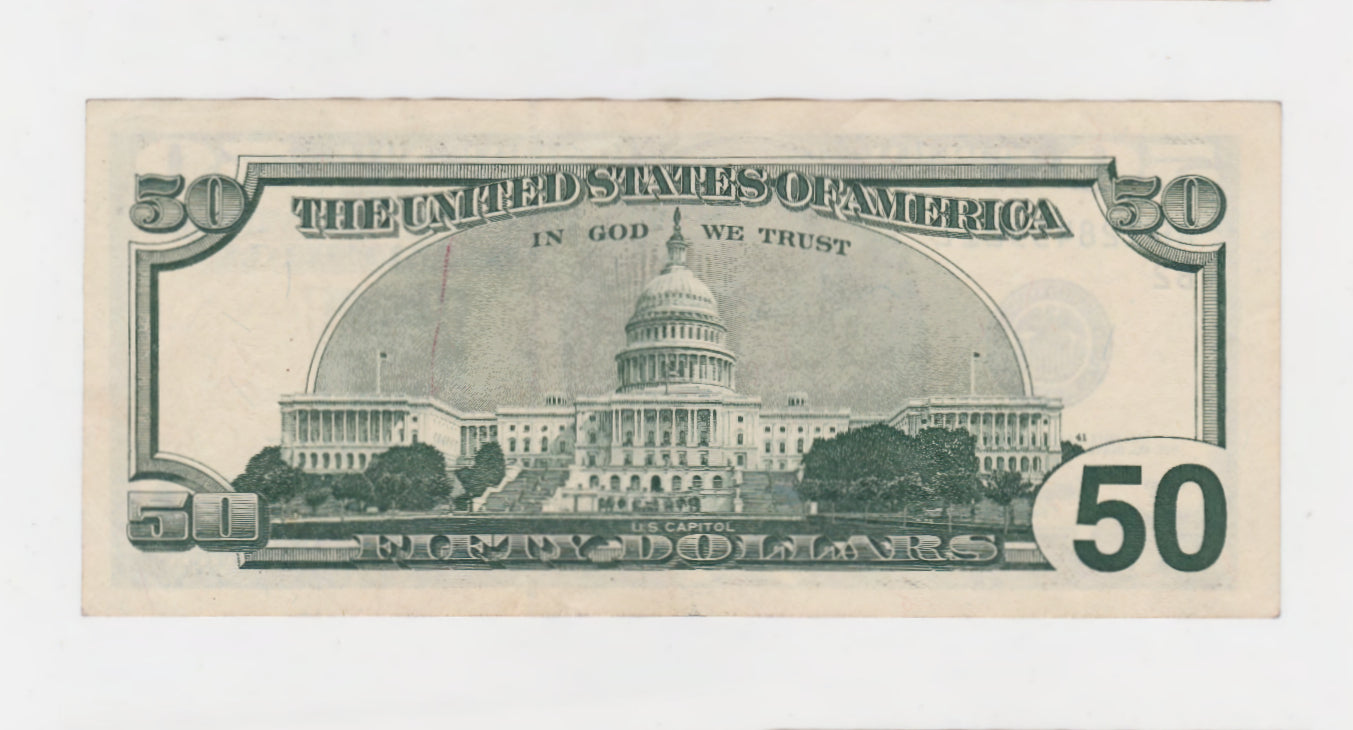 USA 50 Fifty Dollar Banknote Series 1996 Large Face Grant