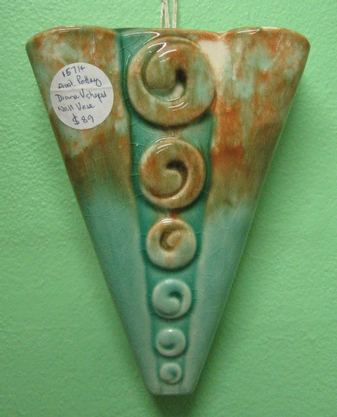 Diana Australian pottery cone shaped with spials wall pocket / wall vase