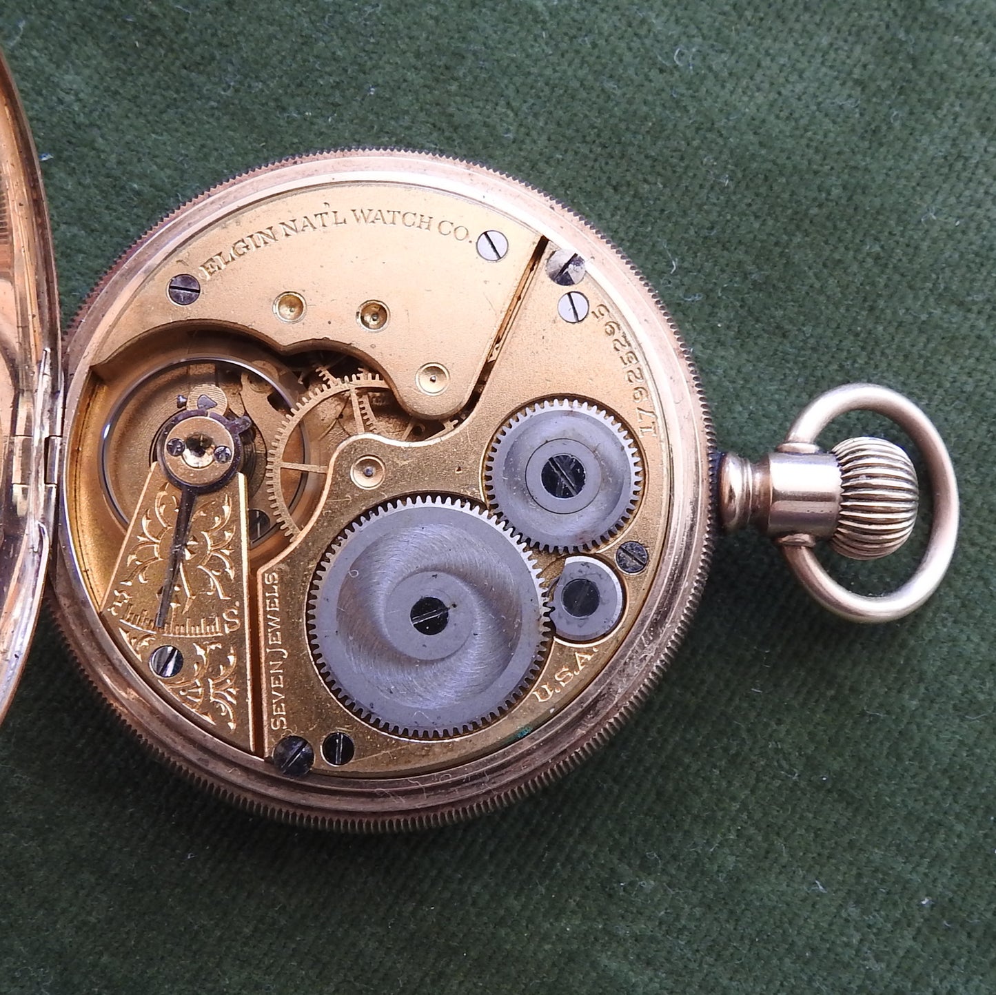 10ct Gold Elgin Full Hunter 7 Jewel Pocket Watch c.1913