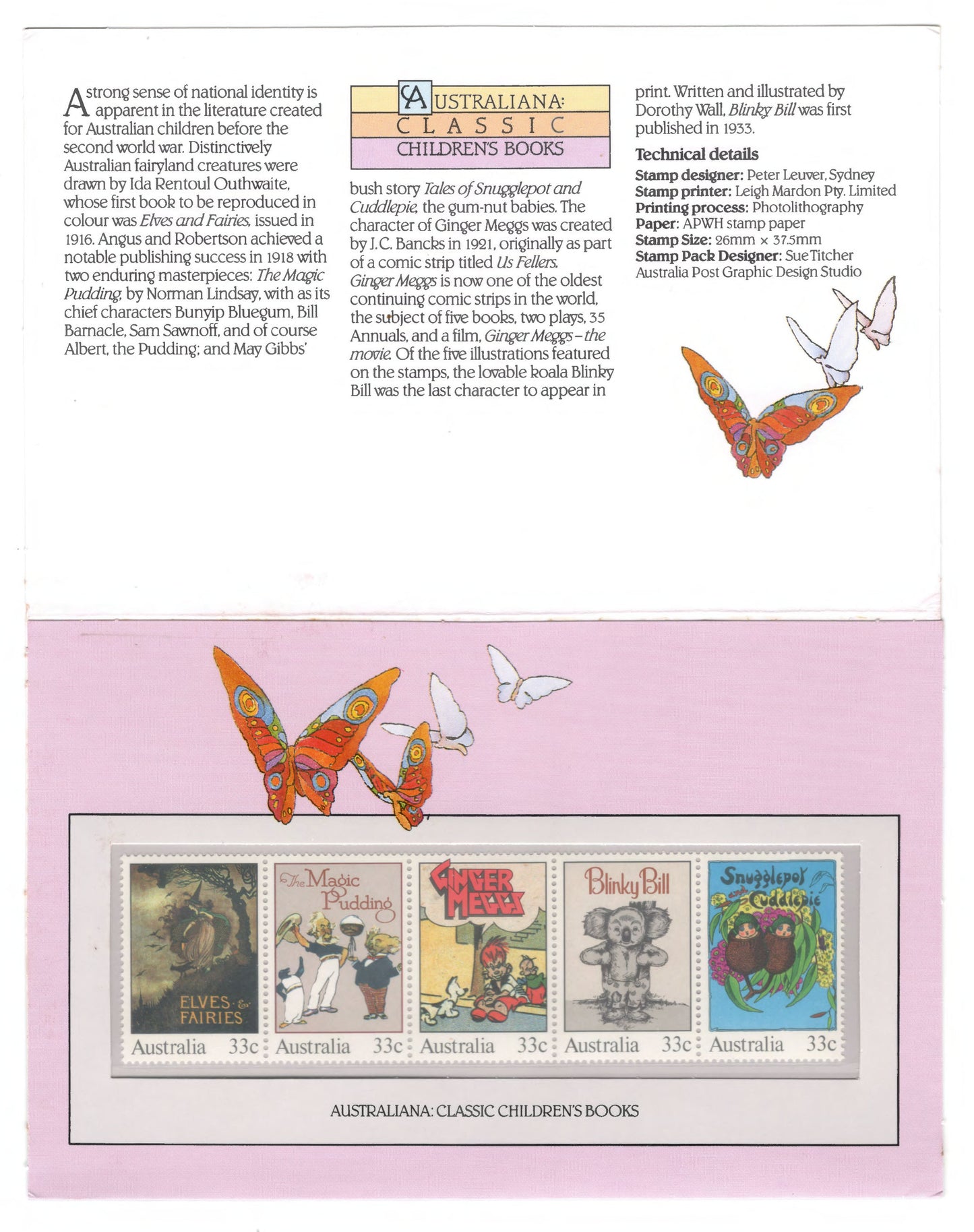 Australia 1985 Classic Children's Books Stamp Pack Australia Post Pack (POP)