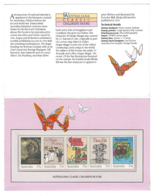 Australia 1985 Classic Children's Books Stamp Pack Australia Post Pack (POP)