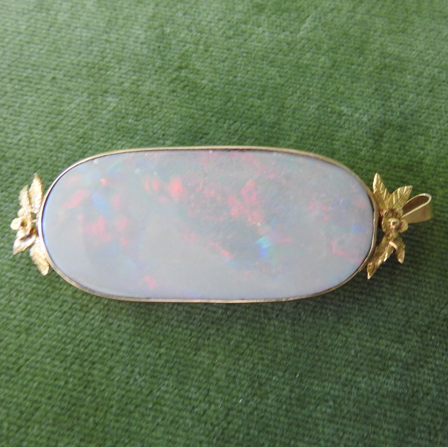 9ct Gold Oval Bezel Set Opal Brooch Of Large Proportions