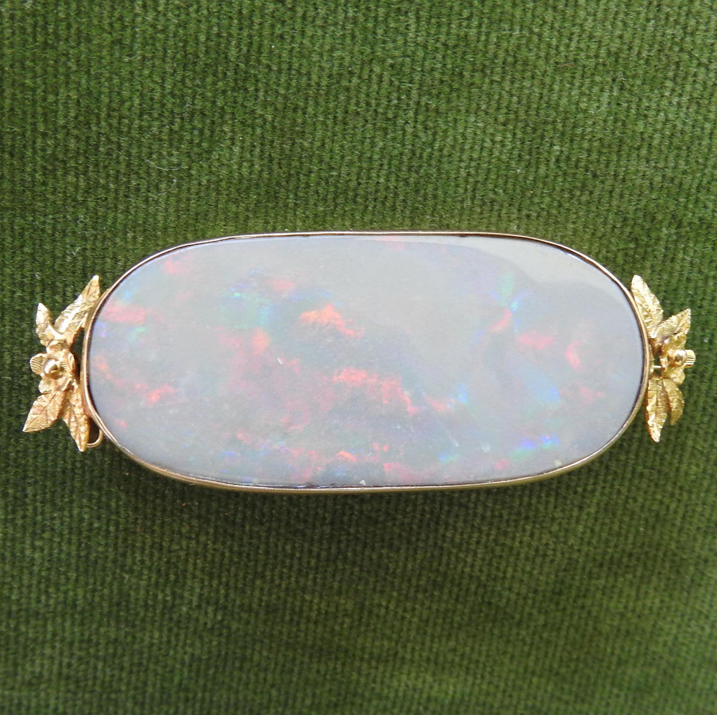 9ct Gold Oval Bezel Set Opal Brooch Of Large Proportions