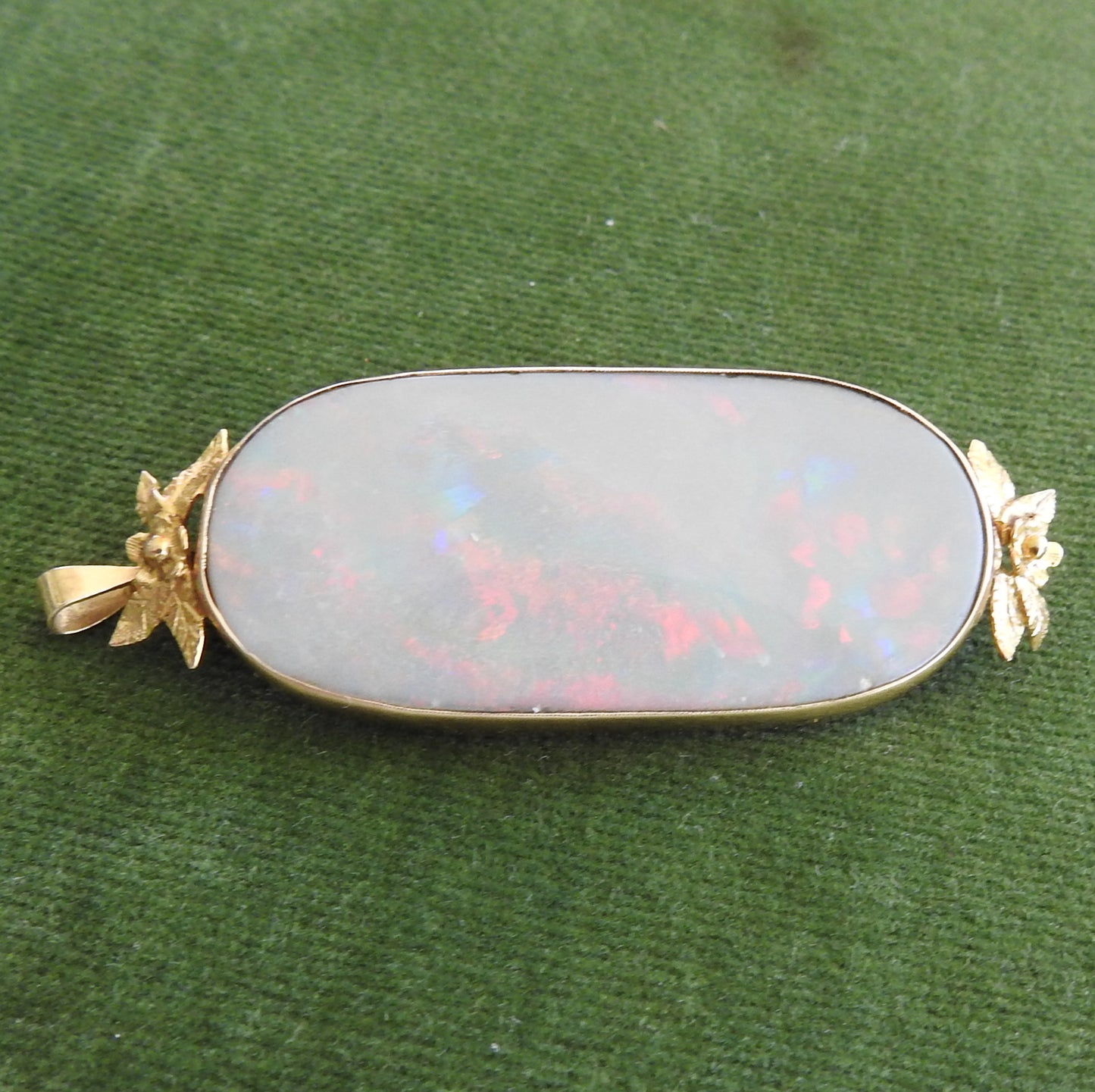 9ct Gold Oval Bezel Set Opal Brooch Of Large Proportions