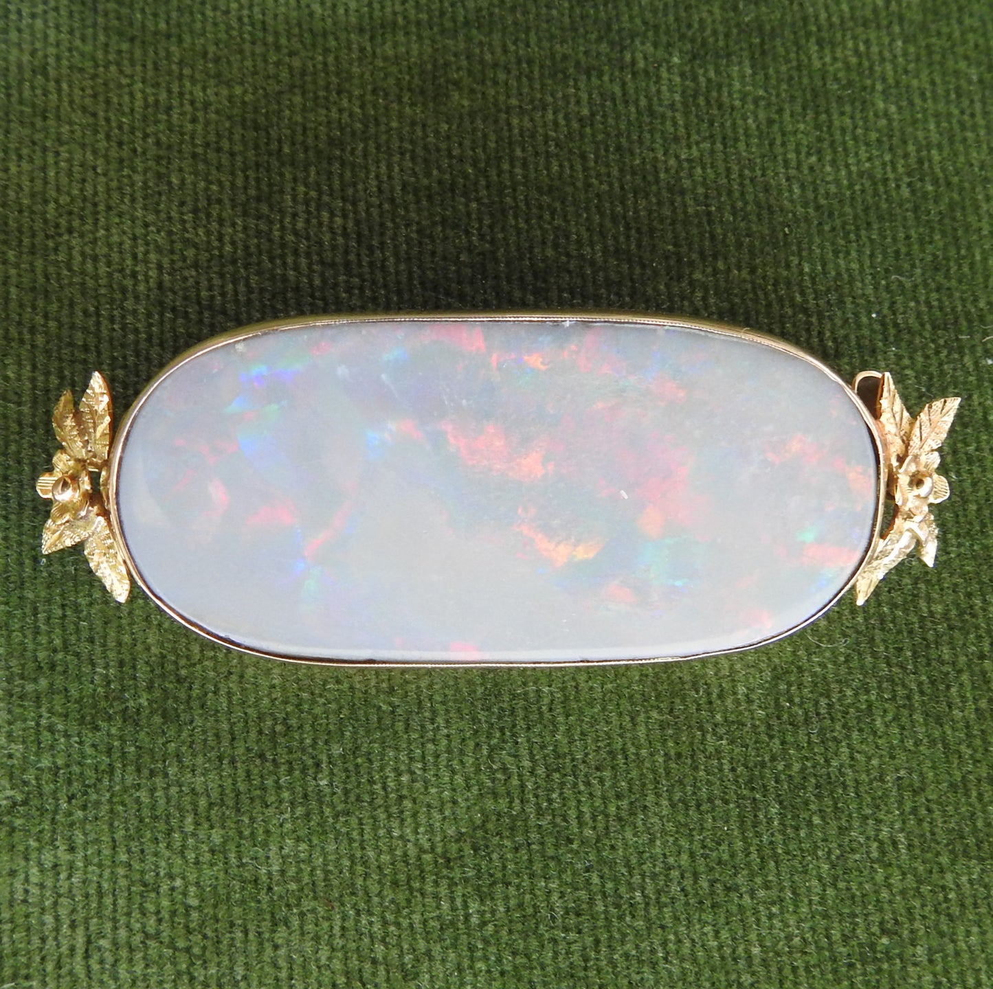 9ct Gold Oval Bezel Set Opal Brooch Of Large Proportions