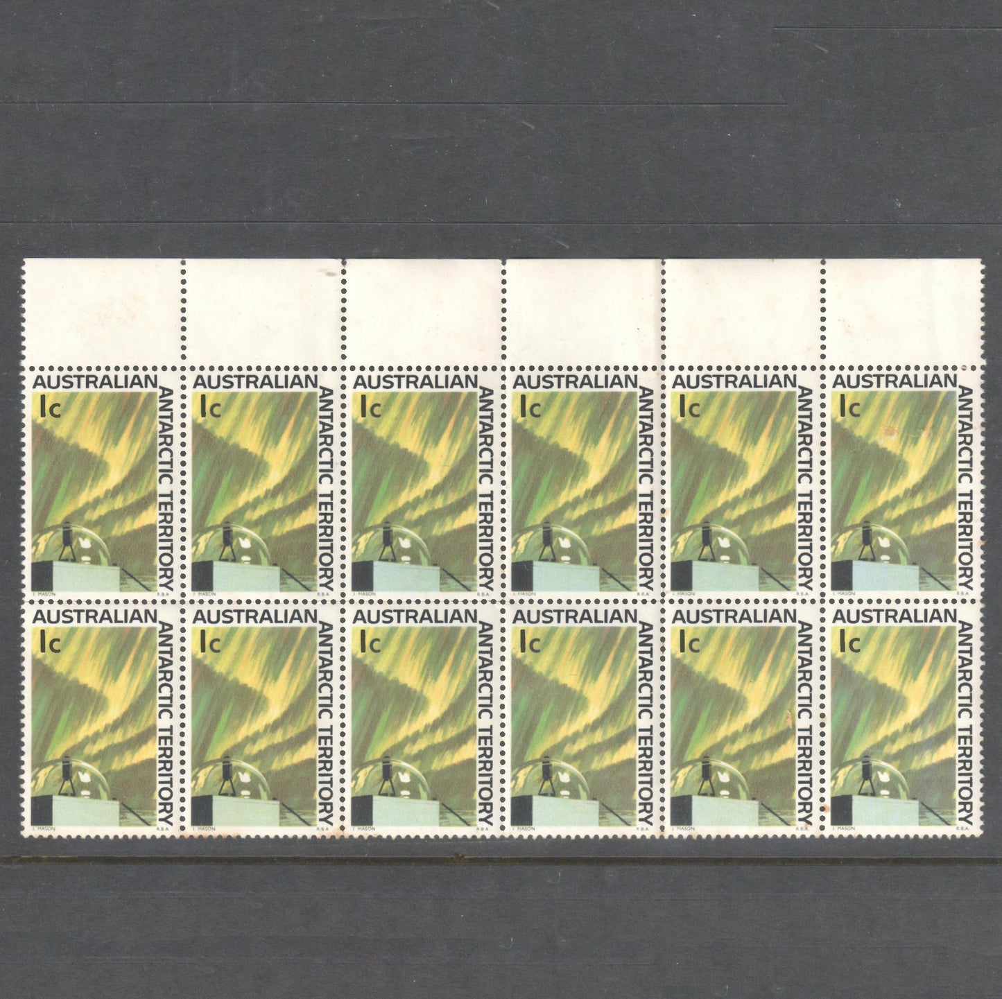 Australian Antarctic Territory 1966 1c Research in Antarctica Block Of Twelve Stamps MNH