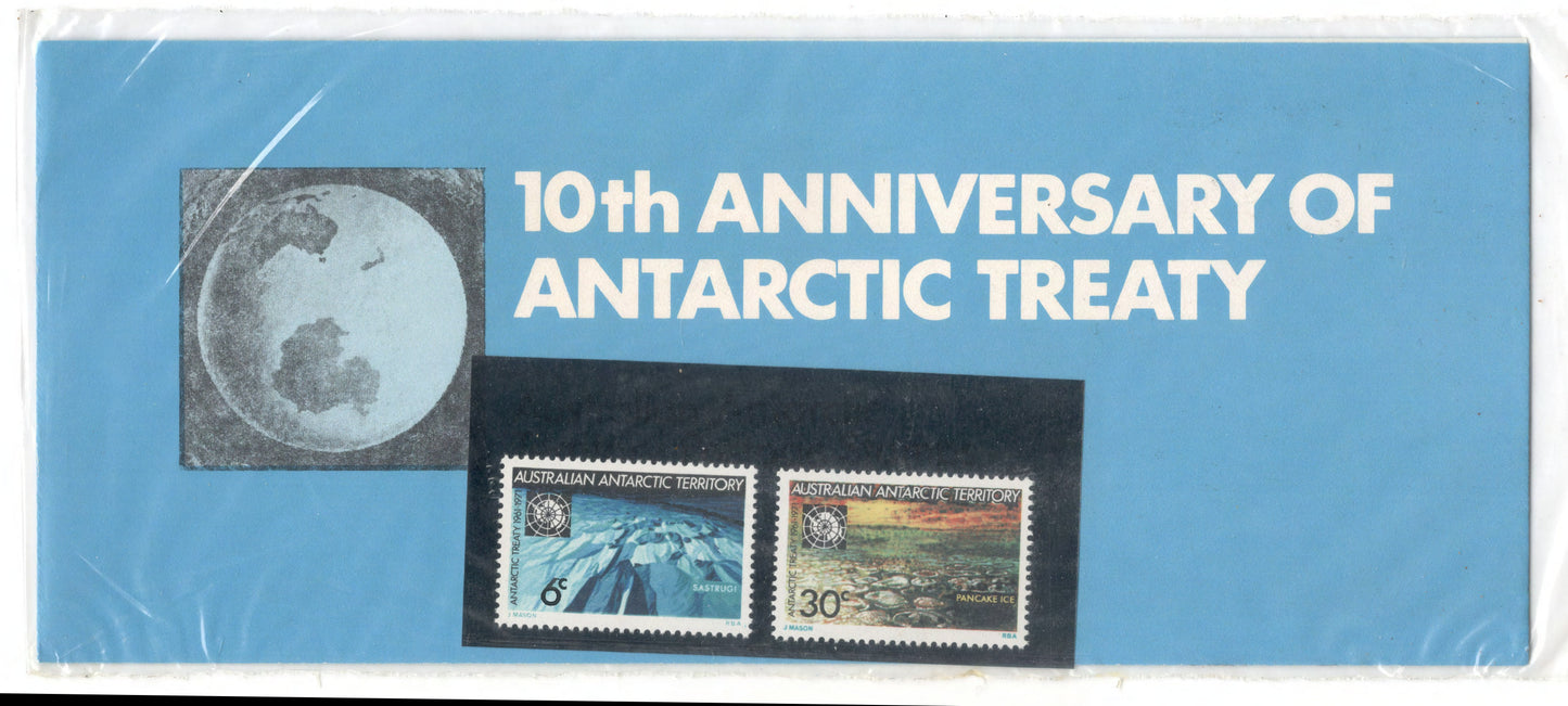 Australian Antarctic Territory 1972 10th Anniversary Of Antarctic Treaty Stamp Pack (2)