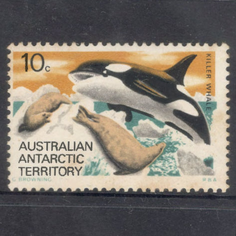 Australian Antarctic Territory 1973 10 Cent Marine Life and Aircraft in the Service of Antarctic Research Multicoloured Stamp