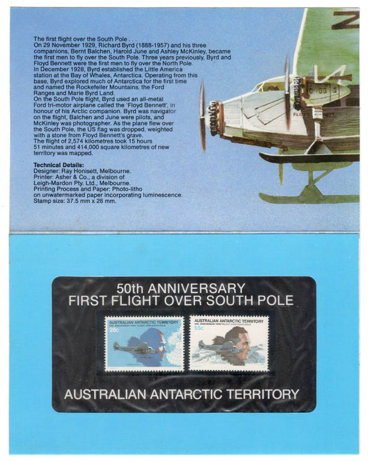 Australian Antarctic Territory 1979 50th Anniversary Flight Over The South Pole Stamp Pack Australia Post Pack (POP)