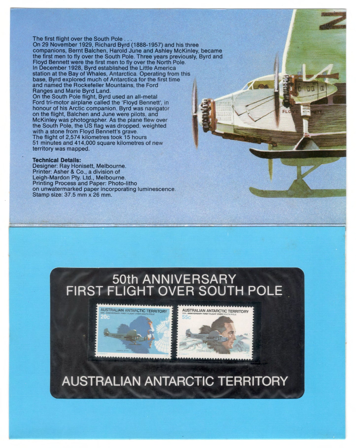 Australian Antarctic Territory 1979 50th Anniversary Flight Over The South Pole Stamp Pack Australia Post Pack (POP) (2)