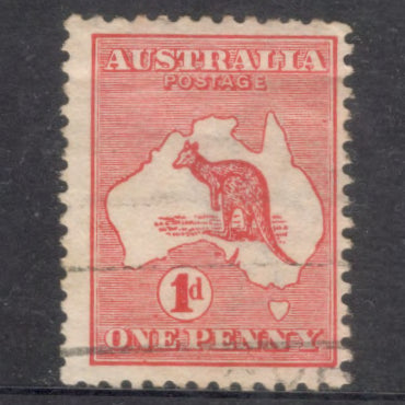 Australian 1913 1d 1 Penny Rose Kangaroo Stamp - 1st Watermark
