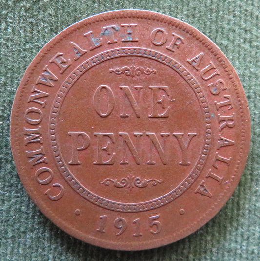 Australian 1915 1d 1 Penny King George V Coin