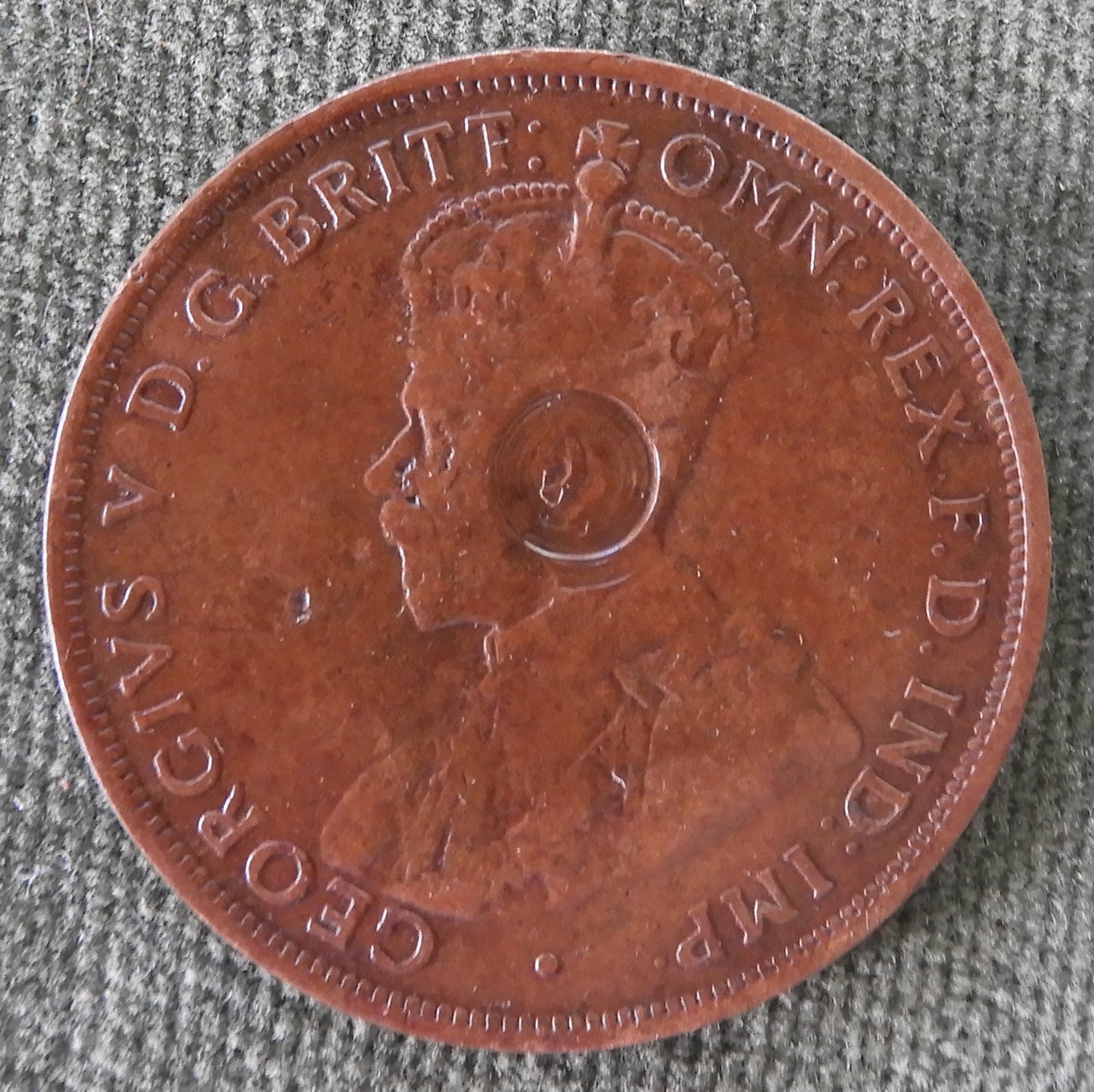 Australian 1915 1d 1 Penny King George V Coin - Disfigured