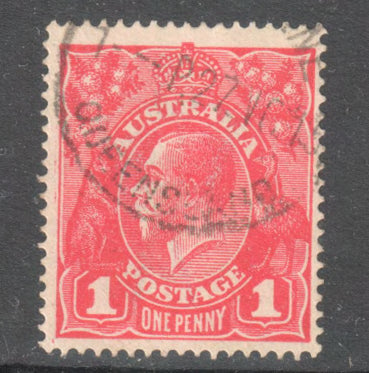 Australian 1915 1d Red KGV Stamp Perfin:14