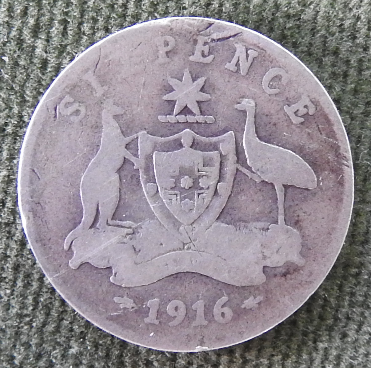 Australian 1916 M 6d Sixpence King George V Coin - Circulated