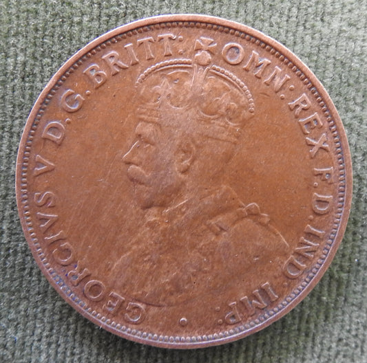 Australian 1920 1d 1 Penny Dot Above Top Scroll .// King George V Coin