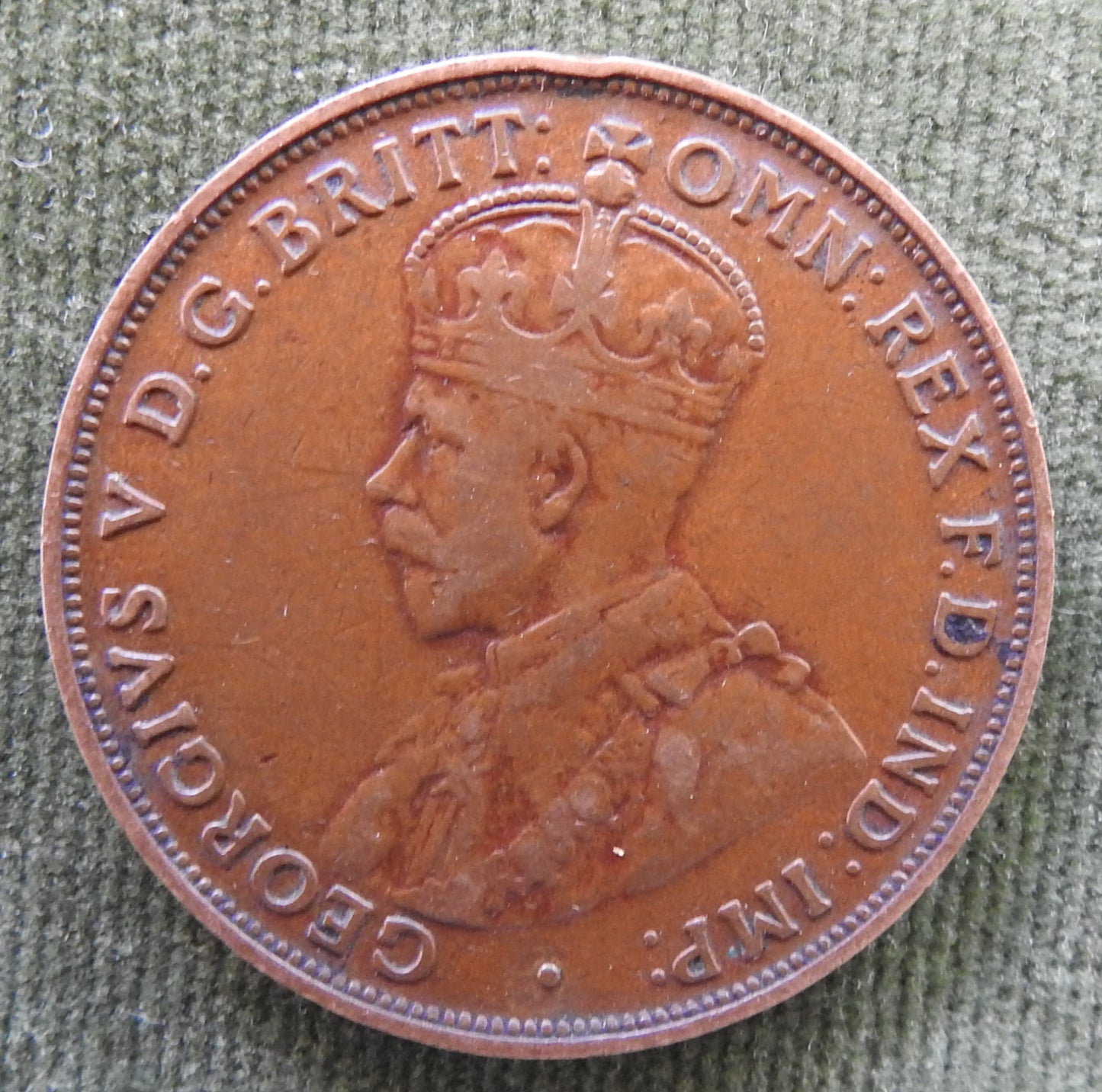 Australian 1920 1d 1 Penny Dot Below Bottom Scroll //. King George V Coin