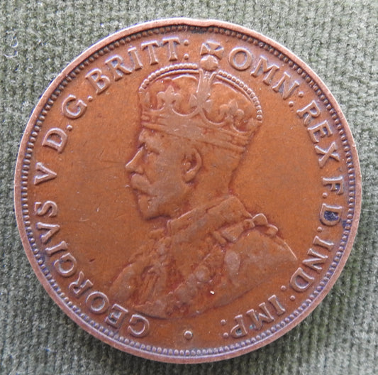 Australian 1920 1d 1 Penny Dot Below Bottom Scroll //. King George V Coin
