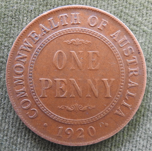 Australian 1920 1d 1 Penny King George V No Dots // Coin