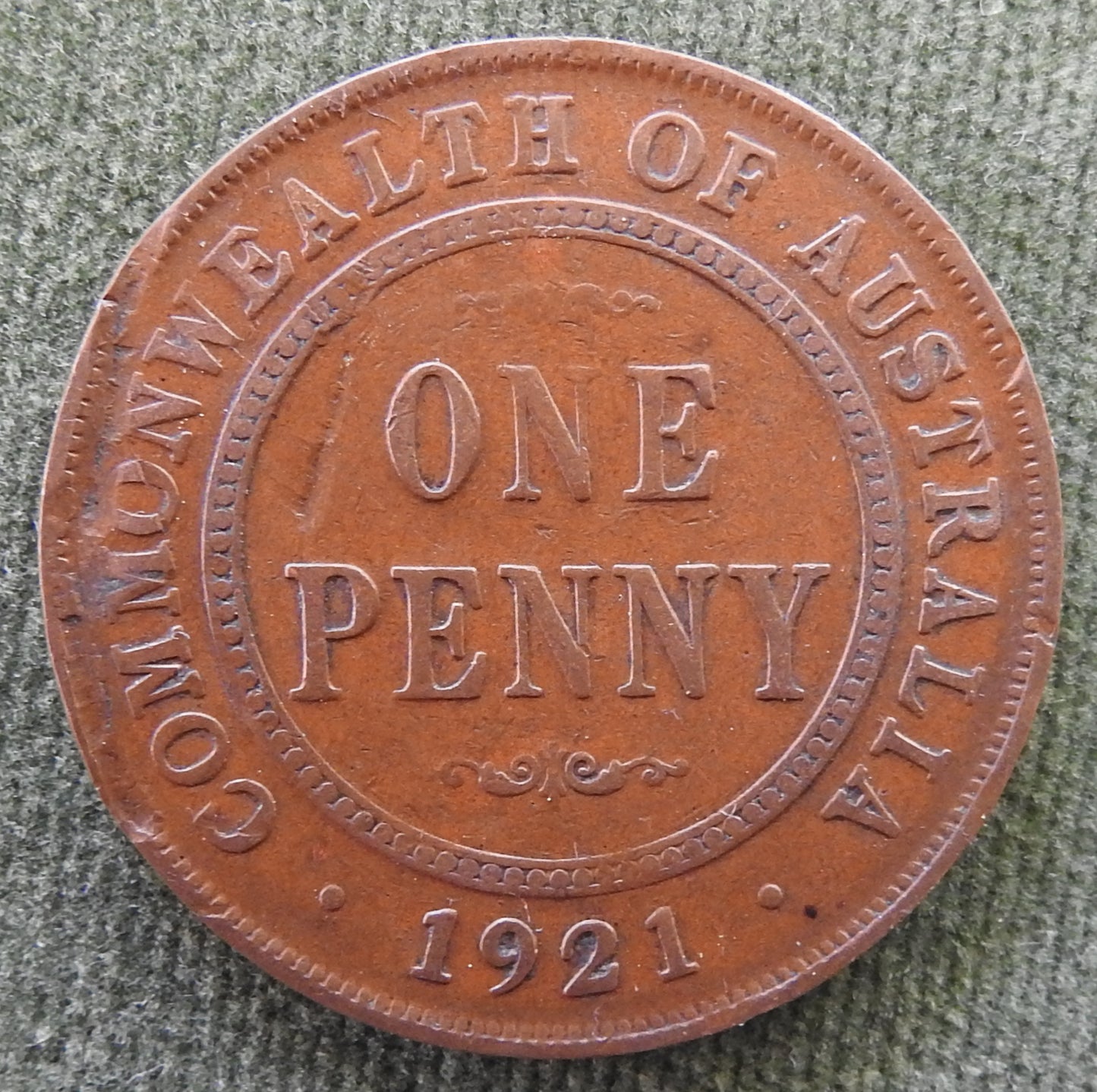 Australian 1921 1d 1 Penny King George V Coin - Minting Error